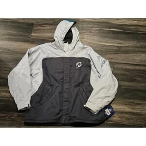 NFL Miami Dolphins Parka Jacket Adult XXL Hooded Fleece Lined  Full Zip Reebok
